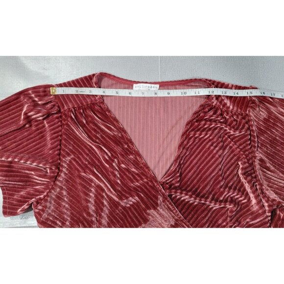 Baltic Born Ribbed Velvet Maxi True Wrap Dress XL Flowy Long Burgundy Formal - Picture 6 of 11